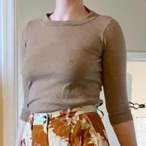 J. Crew classic three quarter sleeve woven sweater in tan size small